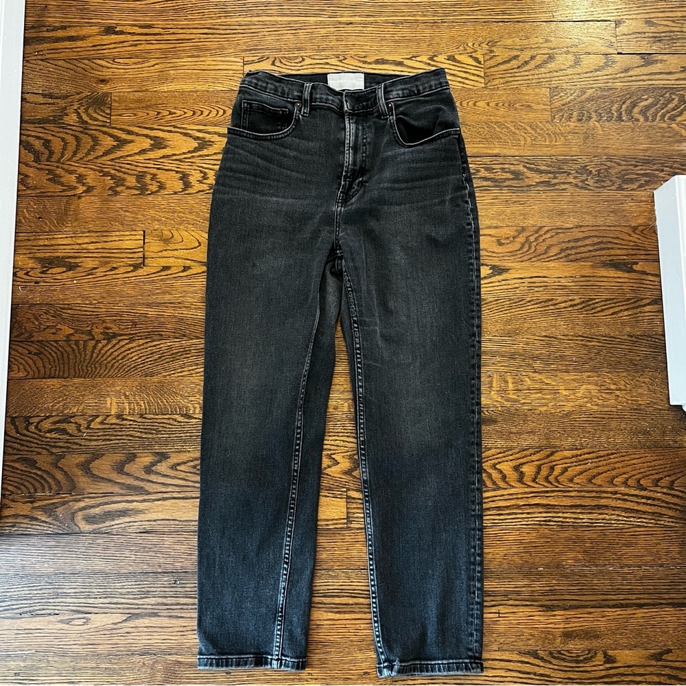 Everlane Jeans Women's High Waist Straight Ankle Black Denim Jeans 23‎
